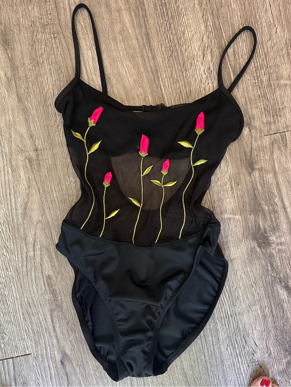 Vintage 90s deadstock Victoria's Secret Black Mesh Bodysuit